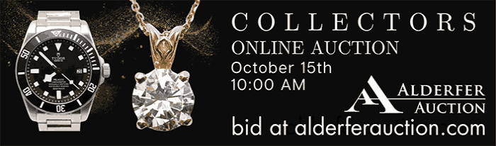 Alderfer Auction presents jewelry and watches, Native American jewelry, silver, fountain pens, Asian antiques, historical material, period furniture, bronze sculpture, Persian rugs, and an extensive selection of fine art.